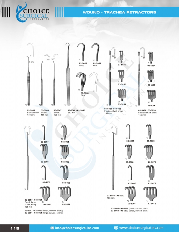 Hooks, Retractors, Spatulas, Spreaders, Abdominal Retractors